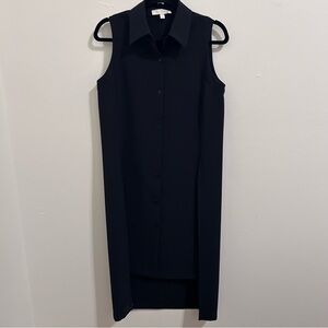 Etcetera Black Sleeveless Long Vest Tunic Botton Size 2